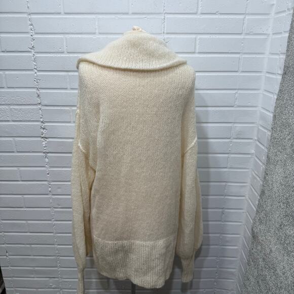 Free People NWT Ophelia Sweater Ivory Alpaca Blend Sz Sml Slouchy Peasant Sleeve - Picture 6 of 14